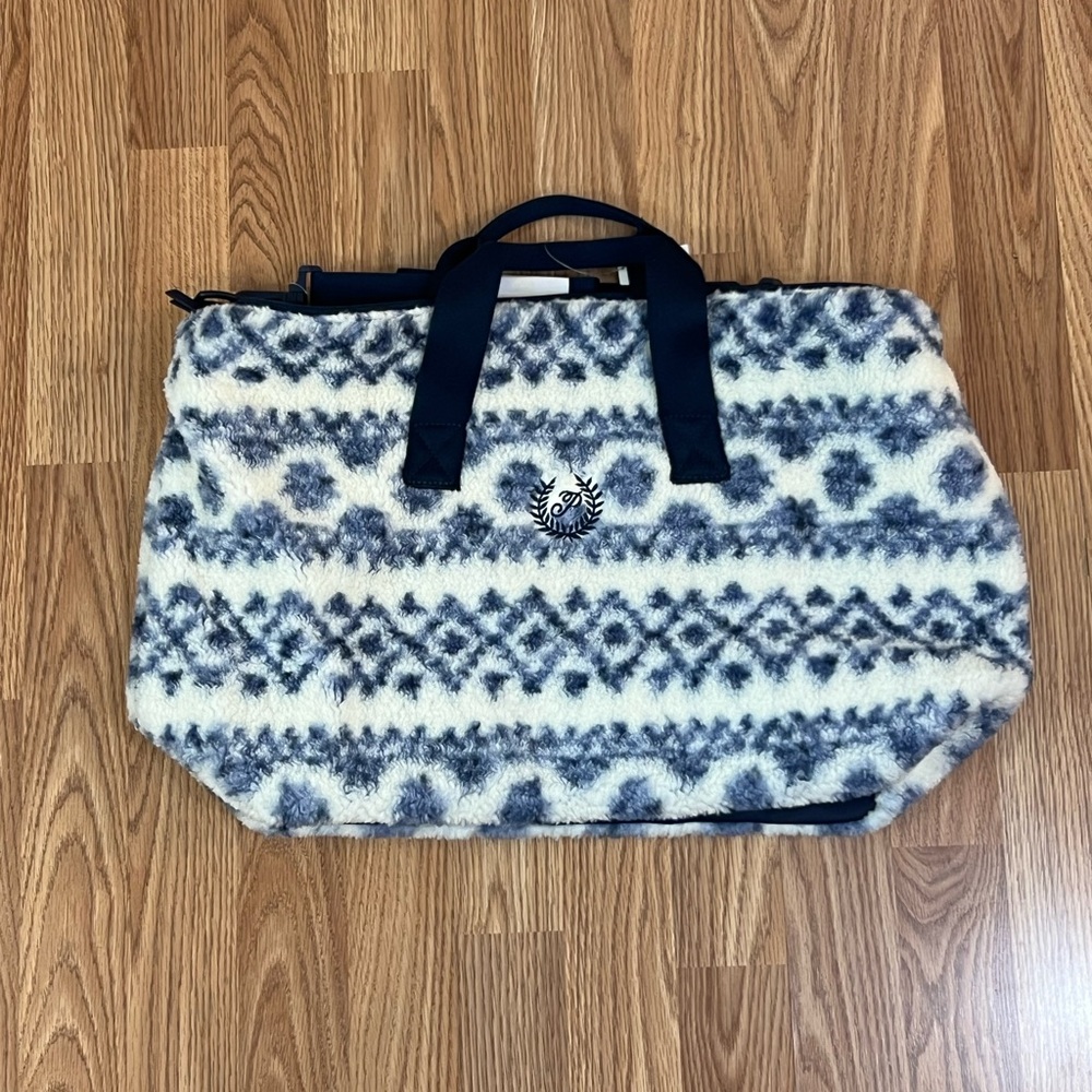 PINK Victoria's Secret Blue and White Travel Bag